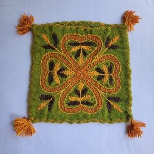 Handcrafted Green and Orange Pillow Cover